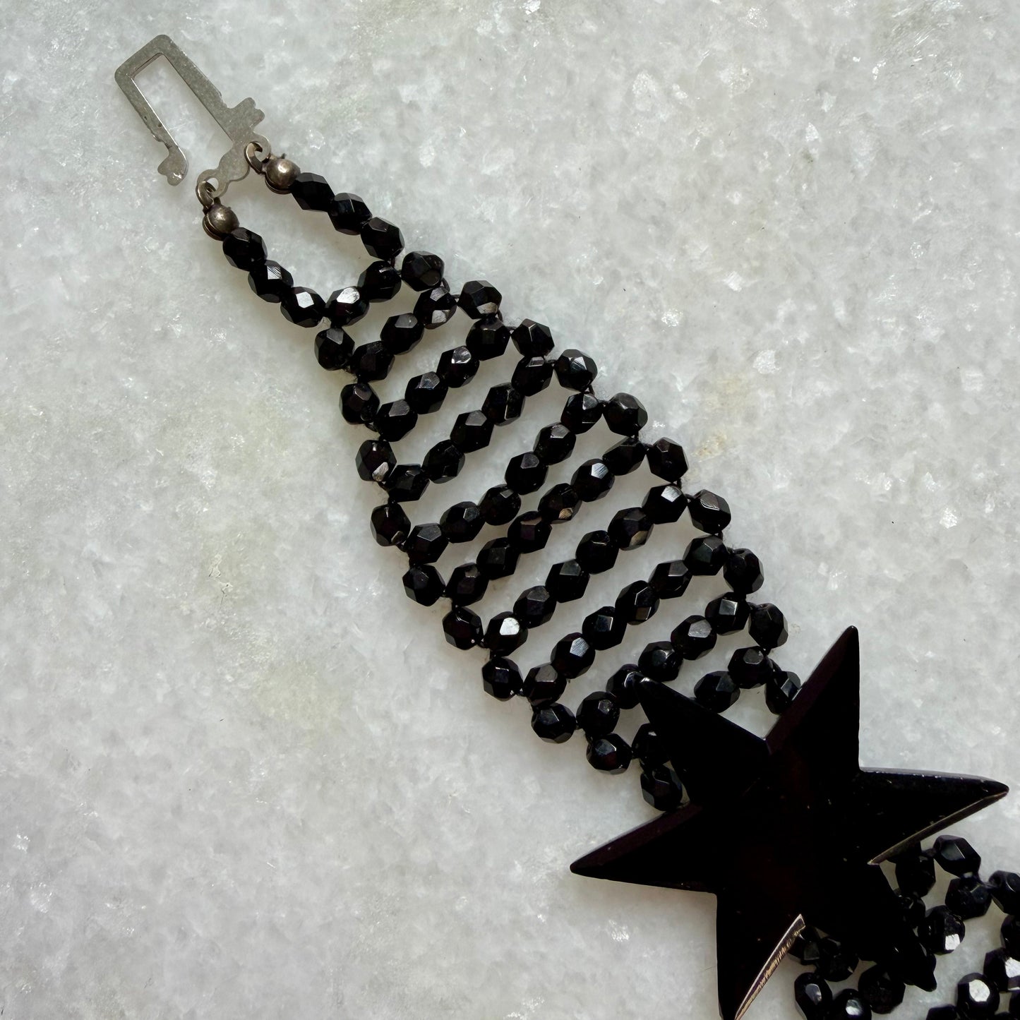 Victorian French Jet Star Beaded Bracelet
