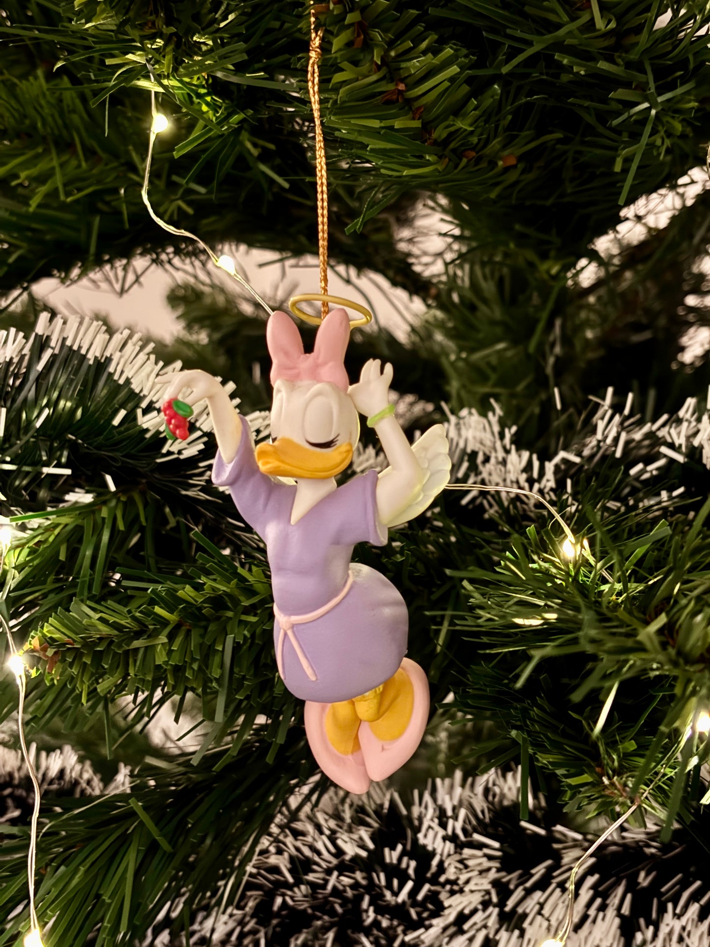 Angel Daisy Duck with Mistletoe Christmas Decoration