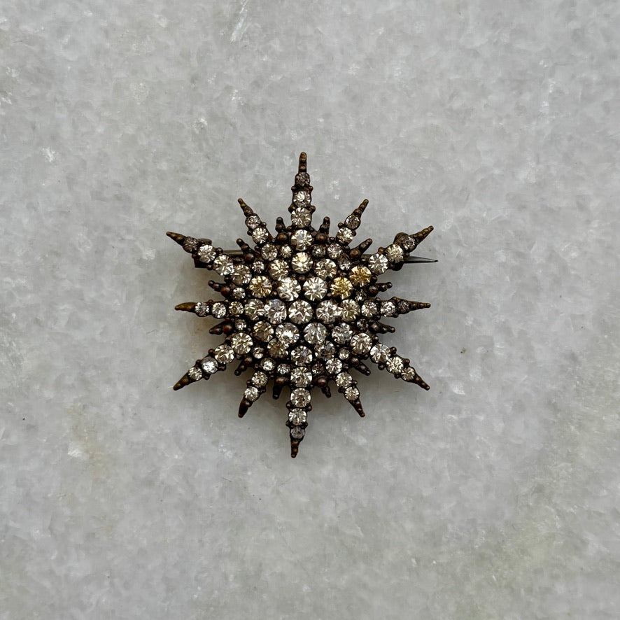 Early Victorian Sparkling Star Paste Stone Brooch