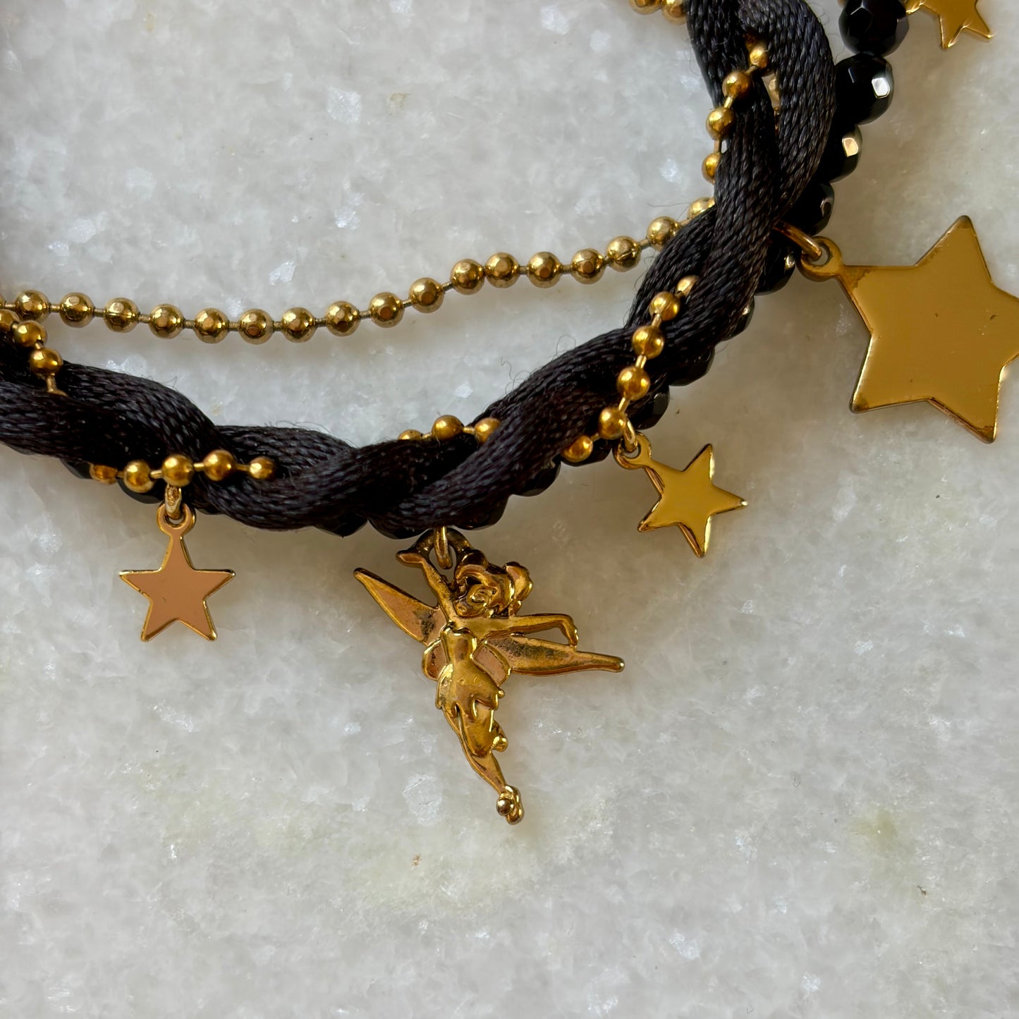 Disney Couture Black and Gold Tinkerbell Charm Bracelet