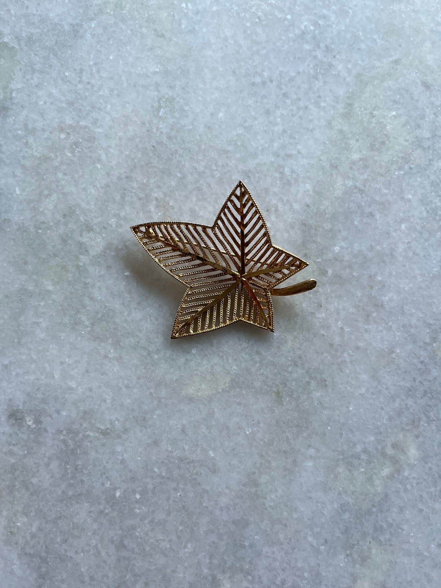 Vintage Gold Tone Maple Leaf Brooch by BSK