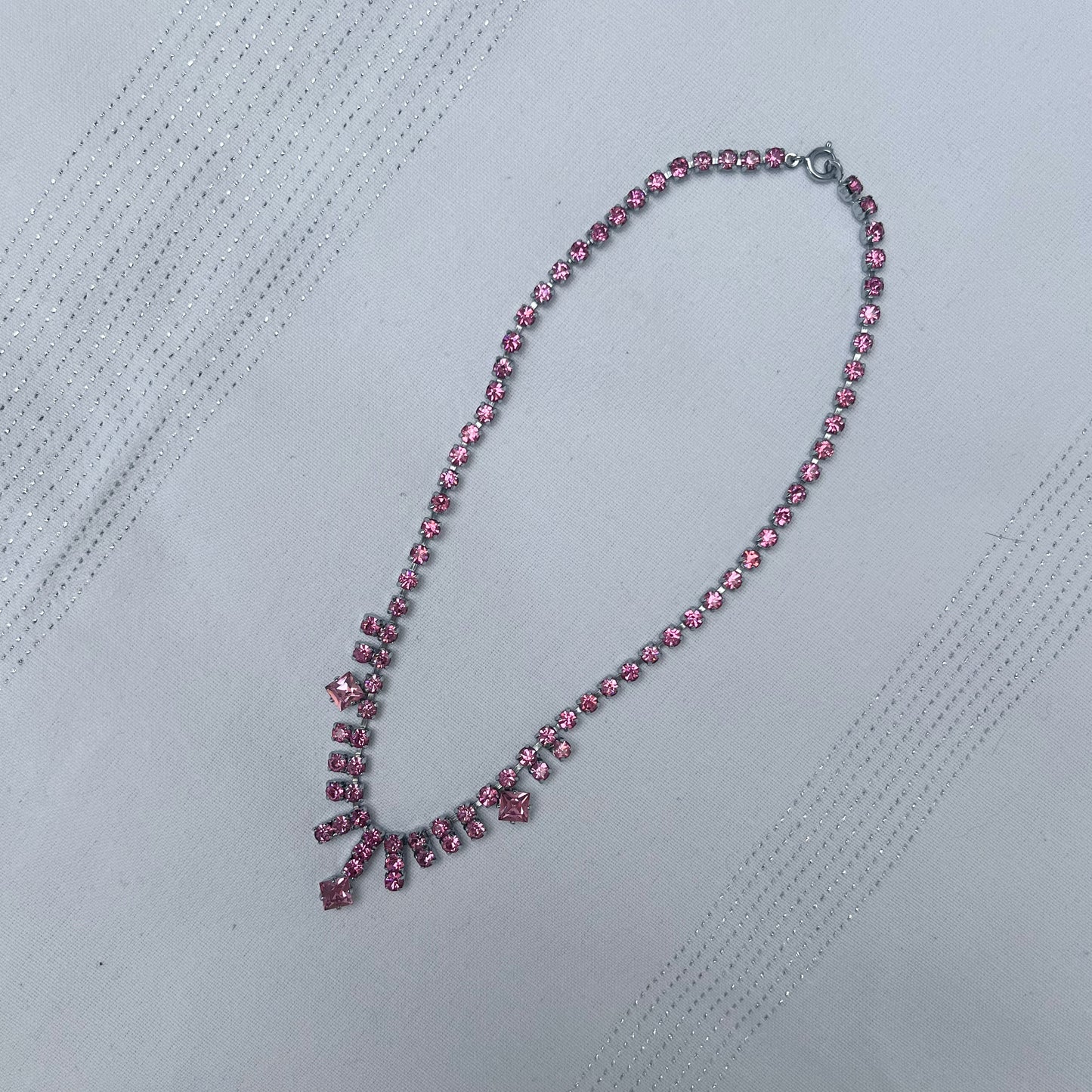 Pretty Pink Rhinestone Necklace