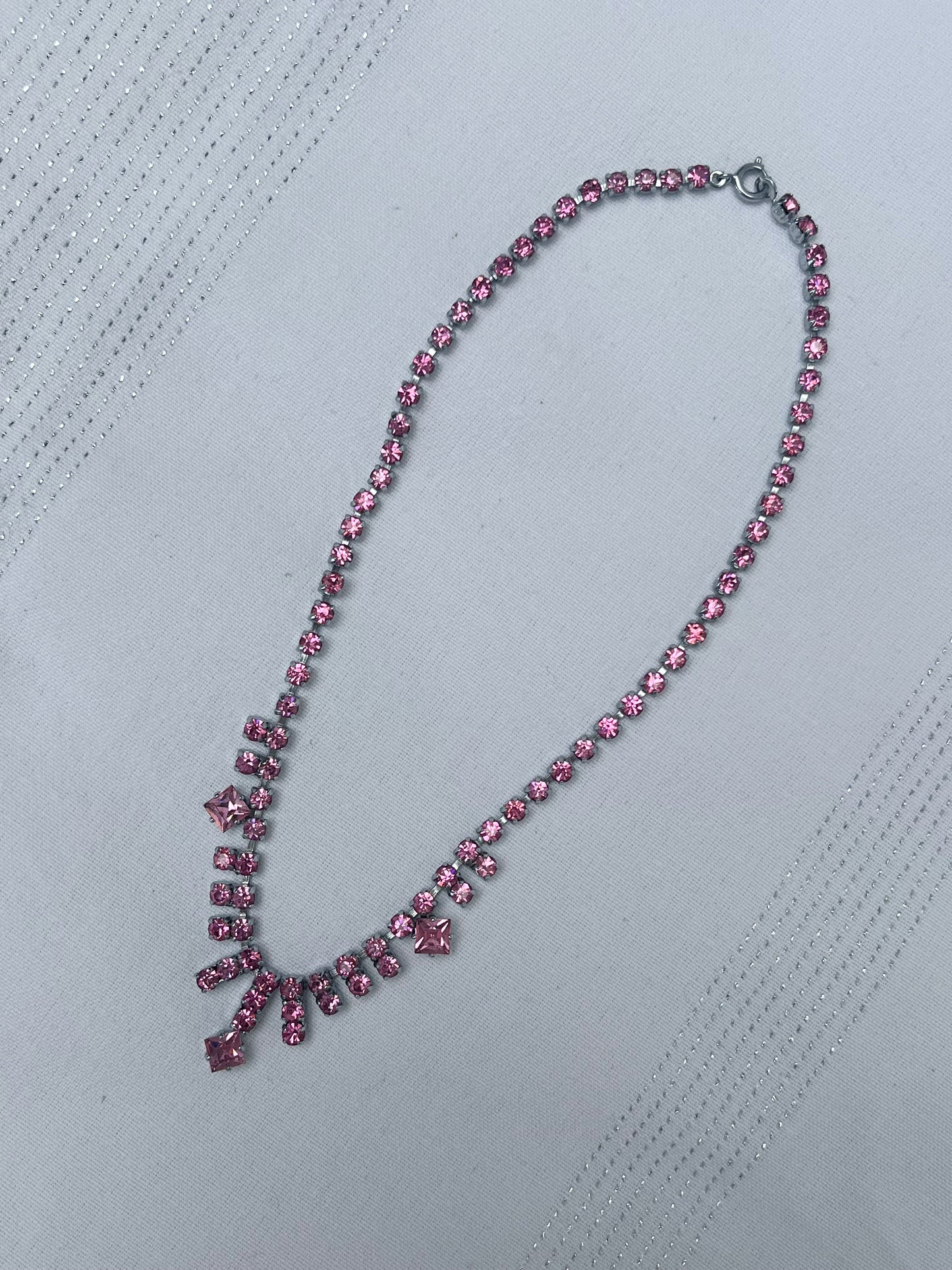 Pretty Pink Rhinestone Necklace